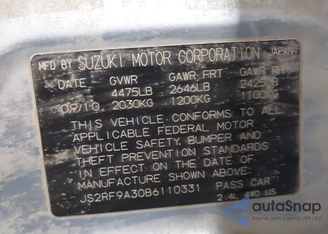 2011 Suzuki Kizashi Se из США, поврежденный, VIN JS2RF9A30B6110331